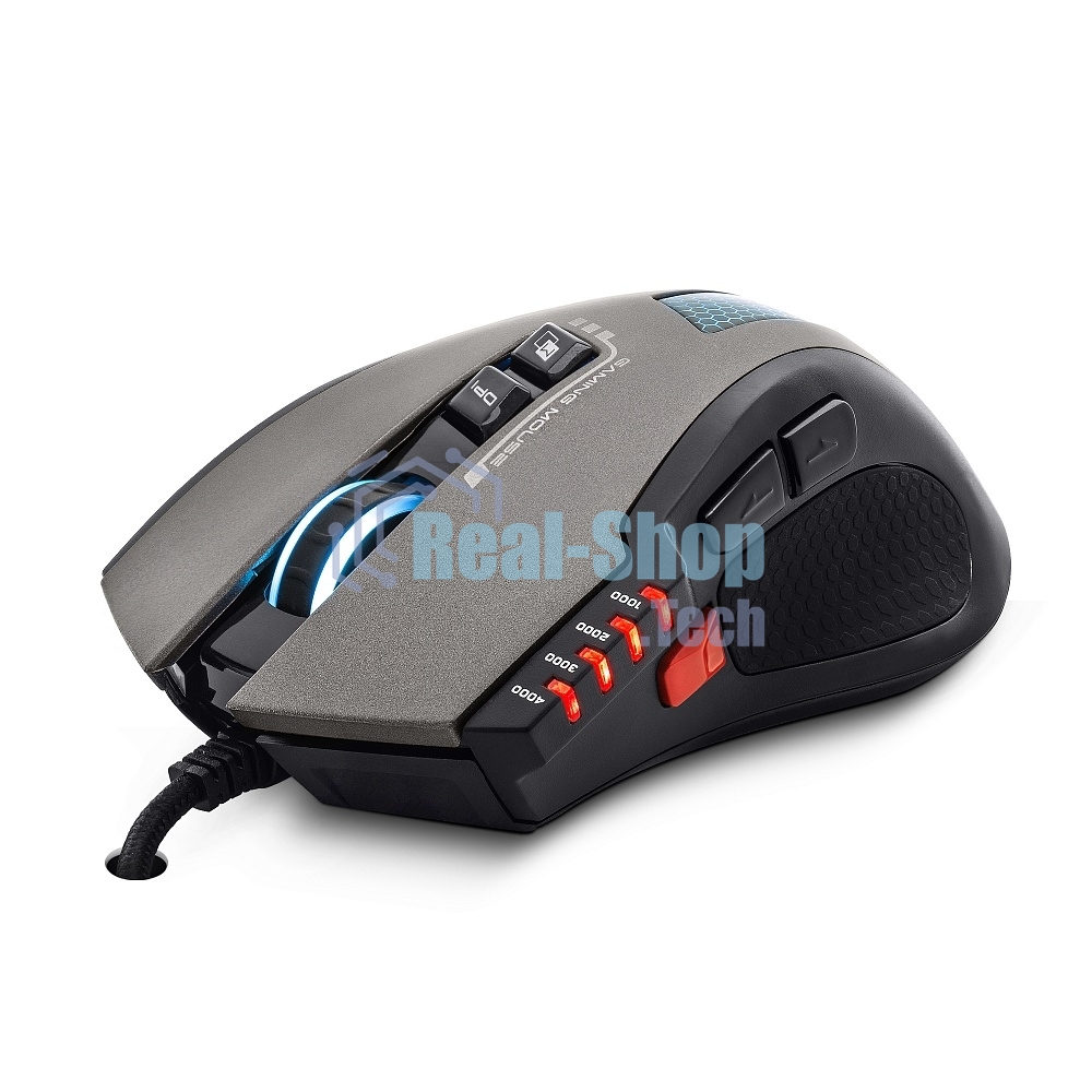 Мышь проводная Crown Gaming CMXG-711 черный, 4000 dpi, USB, кнопки - 8