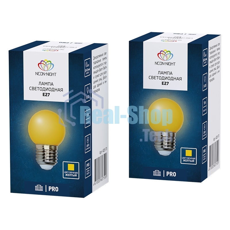 Лампа светодиодная Neon-night d-45 3 LED 1Вт шар E27 25лм 220В