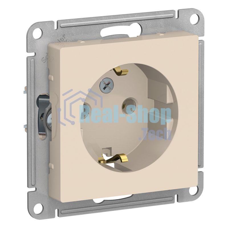 Розетка с заземлением, 16А, механизм, бежевый