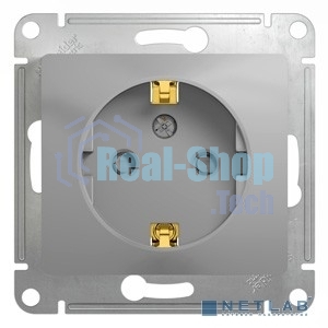 Механизм розетки 1-м СП Glossa 16А защ. шторки с заземл. алюм. SchE GSL000345