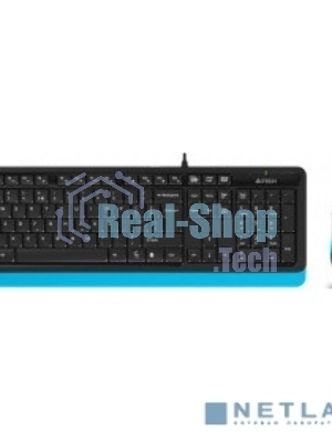 Комплект клавиатура+мышь A4Tech FStyler F1010 проводной, USB, 1600 DPI, чёрный/синий