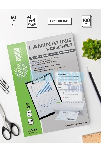 Пленка для ламинирования Cactus 60мкм A4 (100 шт) глянцевая 216x303 мм CS-LPGA460100