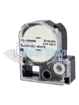 Картридж ленточный Cactus CS-LK6WBN черный, 24мм, 9м для Epson LW700/LW600P/LW1000P/Z700/Z900