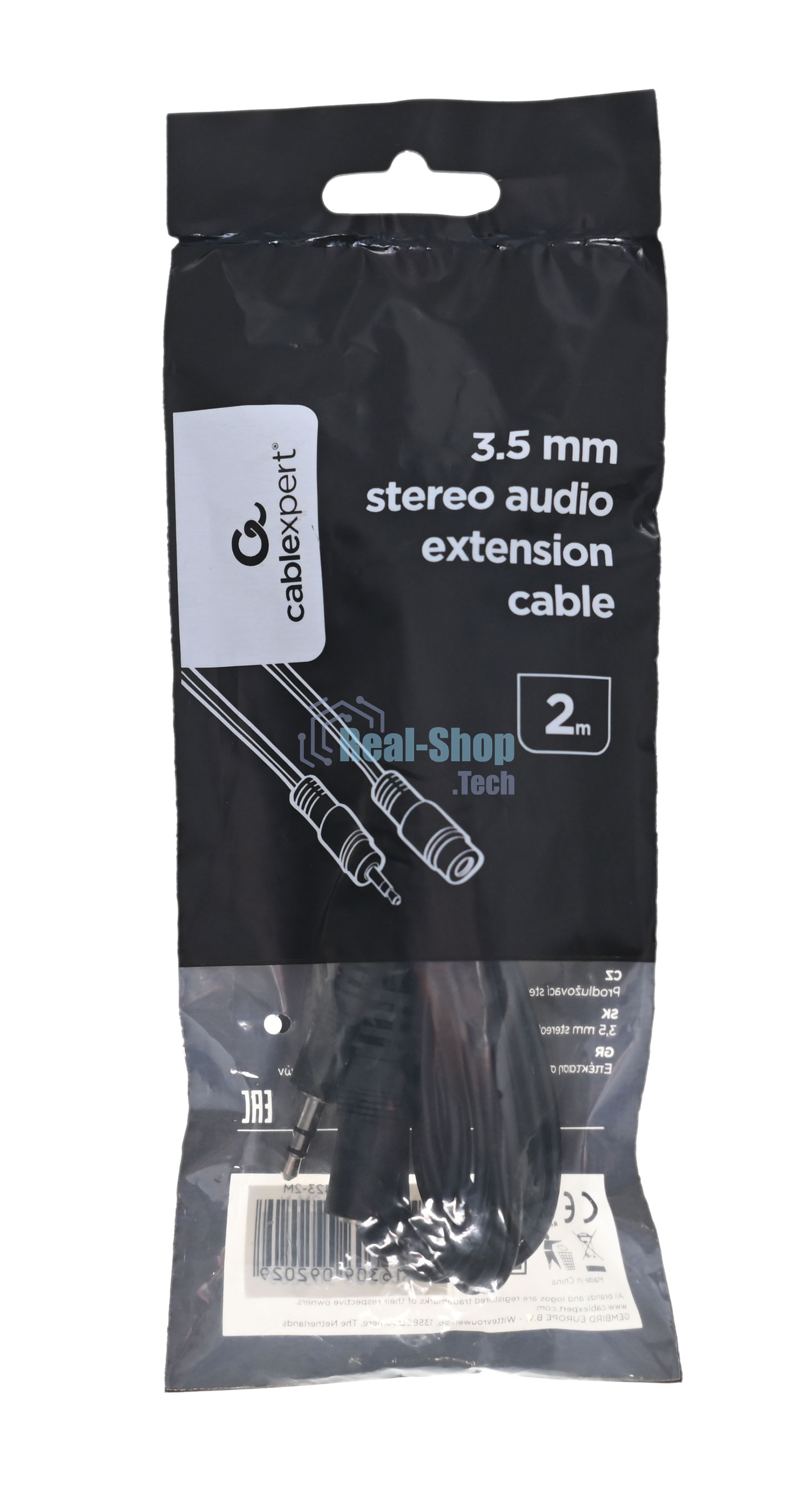 Кабель-удлинитель аудио Cablexpert CCA-423-2M-N, Jack 3.5(M)/Jack 3.5(F), 2м, черный, пакет