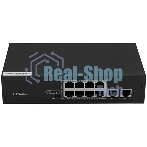 Коммутатор GIGALINK GL-SW-F005-08P - неуправляемый, 8 PoE (802.3af) порта 10/100 Мбит/с до 250 метров cat.6, 2 Uplink порт 100 Мбит/с