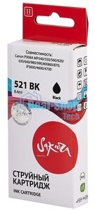 Картридж струйный Sakura 2933B004 (521 BK) для Canon, черный, 8,4 мл., 3127 к.