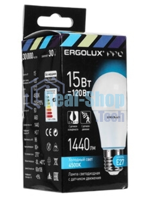 Лампа светодиодная ERGOLUX (14763) LED-A60P-15W-E27-4K PRO