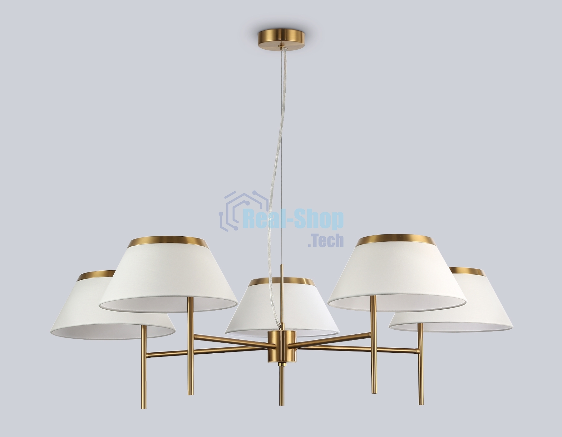 Люстра Ambrella light LH72473/5 BS/WH латунь/белый Е14/5 max 40W D1000*290-1080
