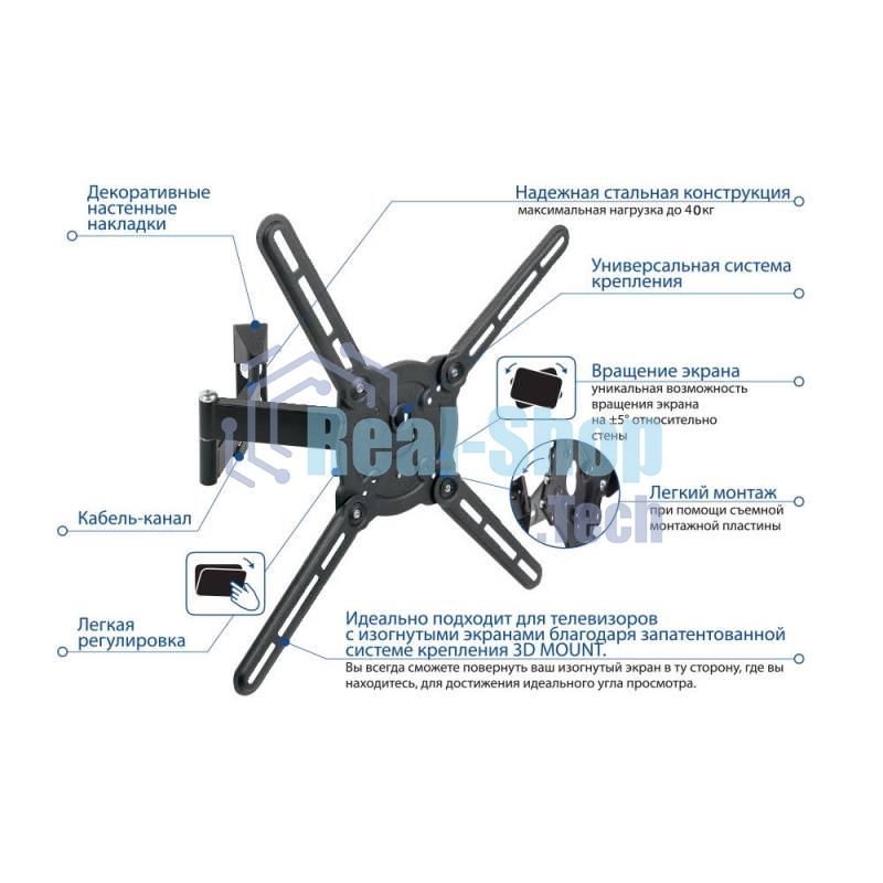 Кронштейн для телевизора Kromax ATLANTIS-15 темно-серый 22