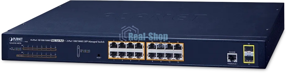 Коммутатор управляемый GS-4210-16P2S IPv6/IPv4, 16-Port Managed 802.3at POE+ Gigabit Ethernet Switch + 2-Port 100/1000X SFP (220W)