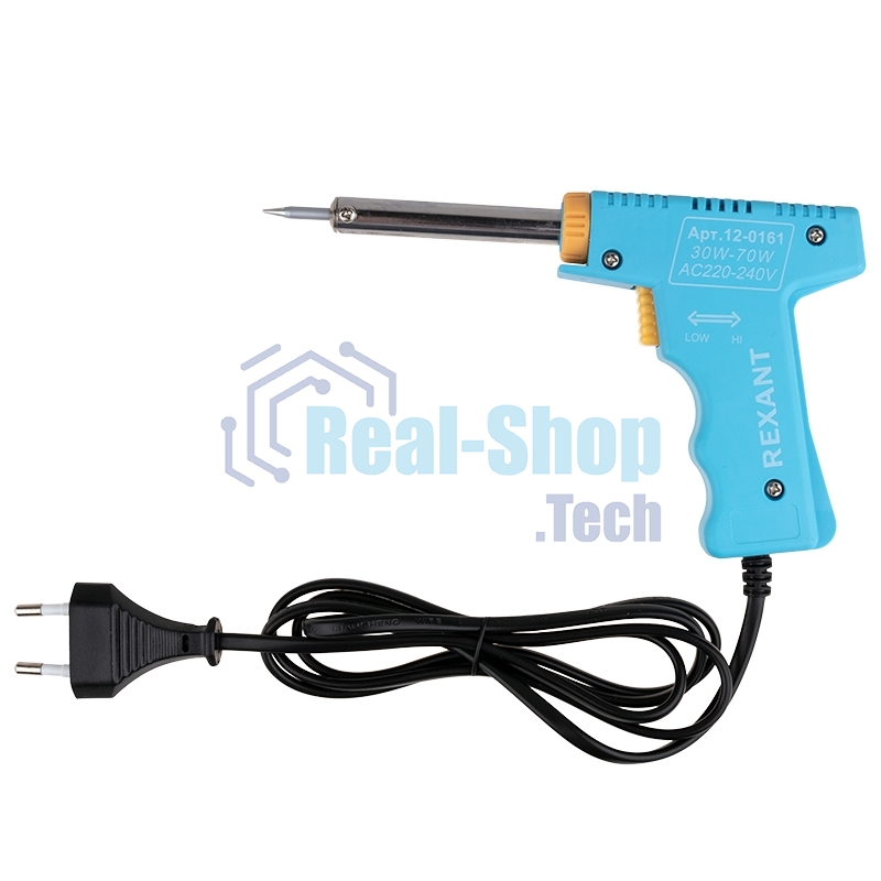 Набор для пайки Rexant (паяльник импульсный 30/70 Вт, оловоотсос, подставка, припой)