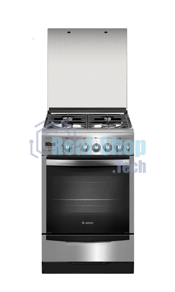 Плита газовая Gefest ПГ 5100-04 0004 серебристый, конфорок 4 шт, духовка 52 л, 50 см x 85 см x 58.5 см