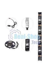 Лента светодиодная 5В, SMD5050, 7,2Вт/м, 30 LED/м, RGb, 10мм, 3м, с USB коннектором, черная, IP20 LAMPER