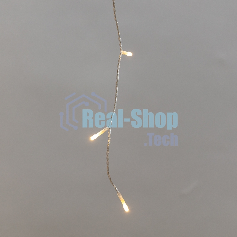 Гирлянда светодиодная Neon-night Айсикл (бахрома) 5х0,6м, с эффектом мерцания, прозрачный провод, IP44, 230В, диоды теплые белые, 112LED