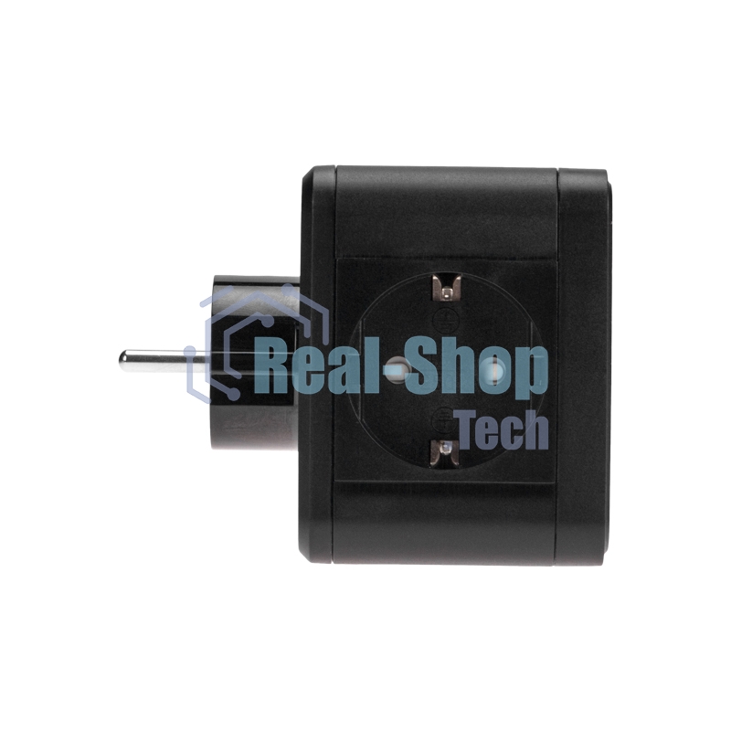 Двойник электрический Rexant Куб 16А с заземлением + 2хUSB-A 2,4А + USB Type-C 3А с ночной подсветкой, черный