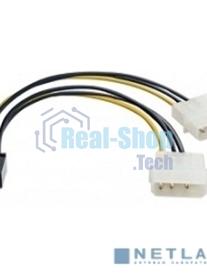 Переходник питания PCI-Express 6pin (от 2х разъемов Molex (IDE) блока питания), 15 см ExeGate EX138937RUS