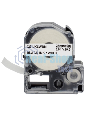 Картридж ленточный Cactus CS-LK6WBN черный, 24мм, 9м для Epson LW700/LW600P/LW1000P/Z700/Z900