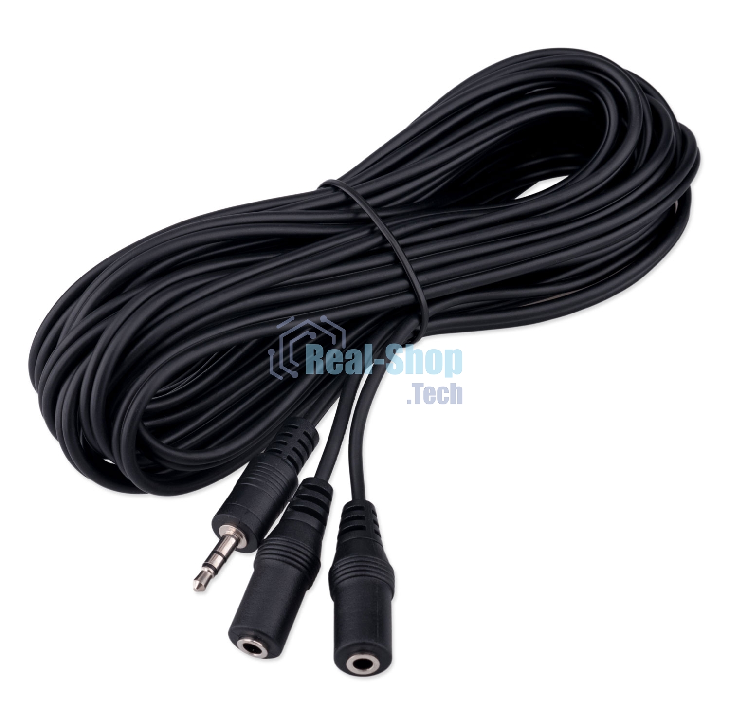 Кабель-разветвитель аудио Cablexpert CCA-415-5M-N, Jack 3.5(M) 3pin/2xJack 3.5(F), 5м, черный, пакет