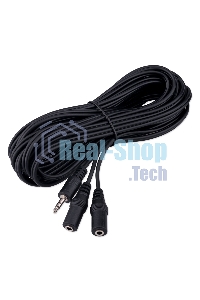 Кабель-разветвитель аудио Cablexpert CCA-415-5M-N, Jack 3.5(M) 3pin/2xJack 3.5(F), 5м, черный, пакет