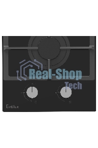 Газовая варочная панель EVELUX HEG 360 BG, Hi-Tech, 30 см, 2 конфорки, газ-контроль, электроподжиг, черный