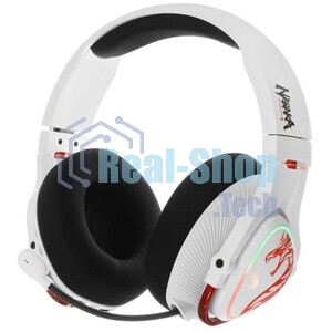 Гарнитура Bloody MR720 Naraka белый, беспроводная + проводная, радиоканал/Bluetooth/mini jack 3.5 мм, до 44 ч, подсветка