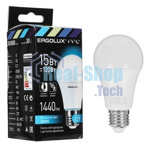 Лампа светодиодная ERGOLUX (14763) LED-A60P-15W-E27-4K PRO