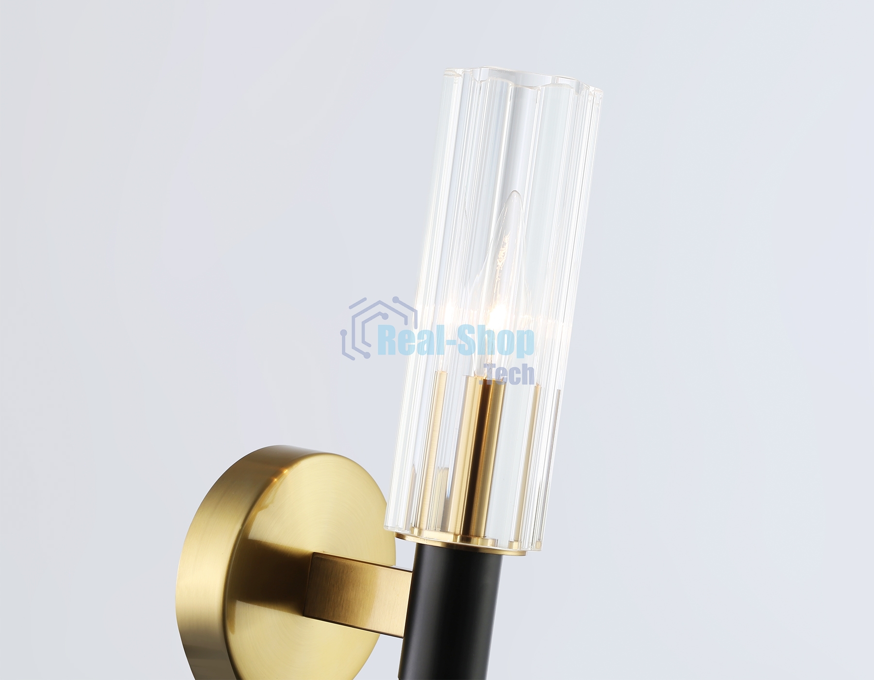 Настенный светильник Ambrella light LH55517 BK/BS/CL черный/латунь/прозрачный E14 max 40W 120*100*250