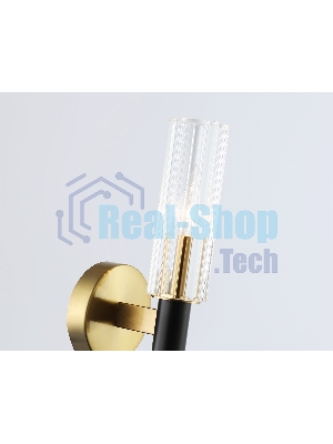 Настенный светильник Ambrella light LH55517 BK/BS/CL черный/латунь/прозрачный E14 max 40W 120*100*250