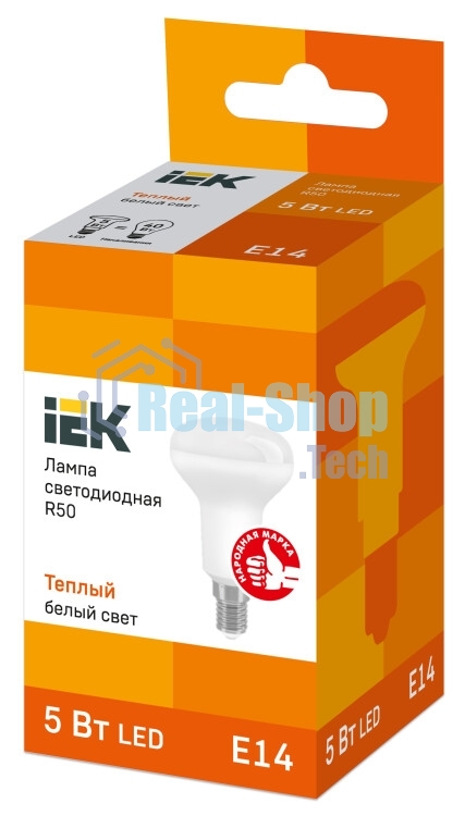 Лампа светодиодная IEK LLE-R50-5-230-30-E14 ECO R50 5Вт 3000К теплый белый E14 450лм 230-240В