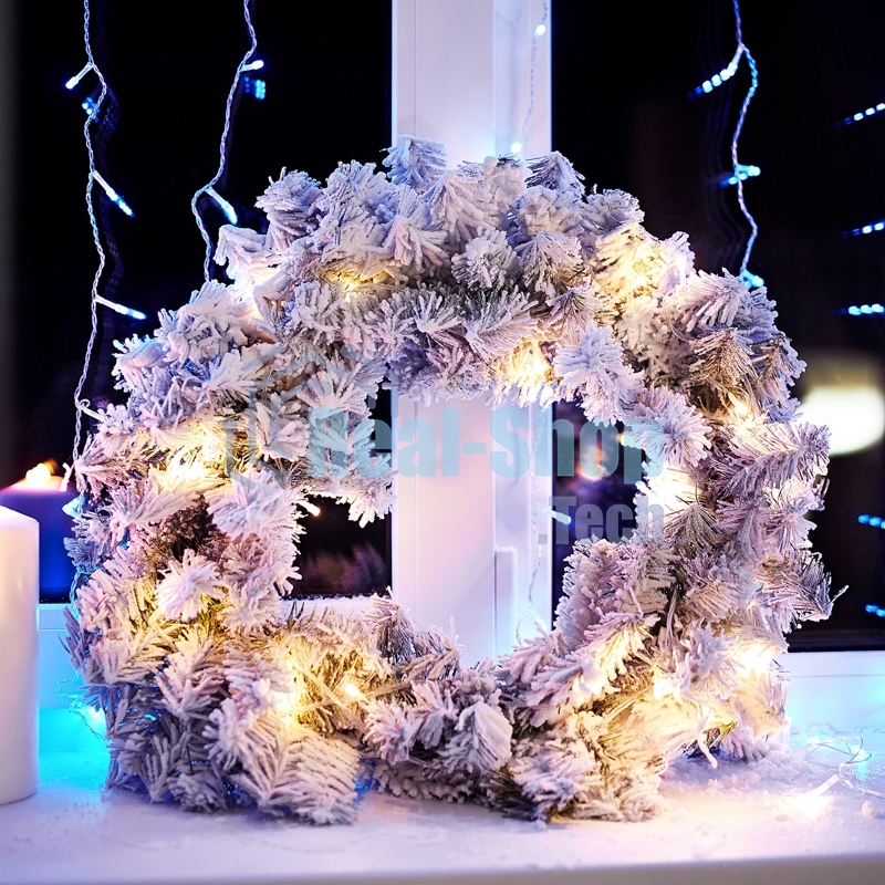 Заснеженный еловый венок Neon-night Ø 45 см, ПВХ