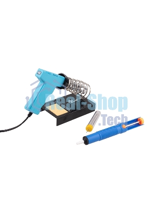 Набор для пайки Rexant (паяльник импульсный 30/70 Вт, оловоотсос, подставка, припой)