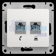Розетка компьютерная 2-я RJ11+RJ45, кат.5E GSL000185 Schneider Electric Glossa белый