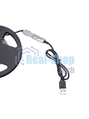 Лента светодиодная 5В, SMD5050, 7,2Вт/м, 30 LED/м, RGb, 10мм, 3м, с USB коннектором, черная, IP20 LAMPER