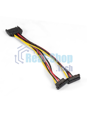 Кабель питания SATA ExeGate EX-CC-SATAM2F-0.15A (15pin M/2x15pinF, угловые разъемы, 0,15м)