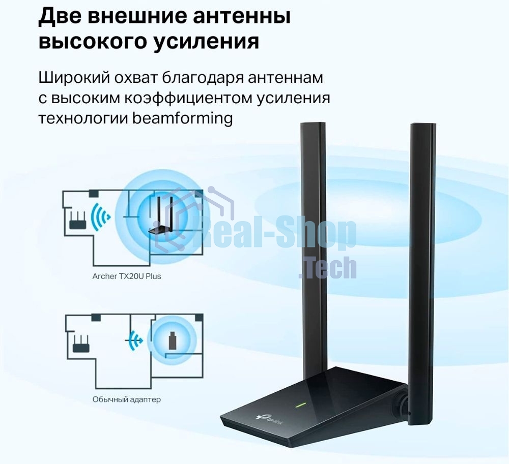 Двухдиапазонный Wi-Fi 6 USB-адаптер TP-Link Archer TX20U Plus AX1800 высокого усиления