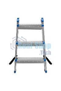 Стремянка двухсторонняя Сибртех 3 ст., сталь профиль, стальные ступени