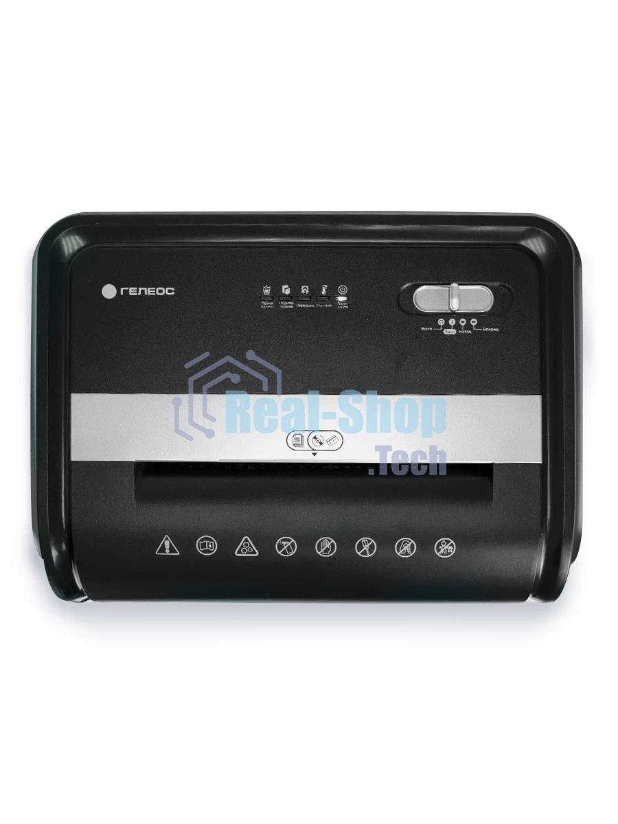 Шредер Heleos УМ32-4 черный/серебристый (секр.P-4) фрагменты 28лист. 32лтр. скрепки скобы пл.карты CD