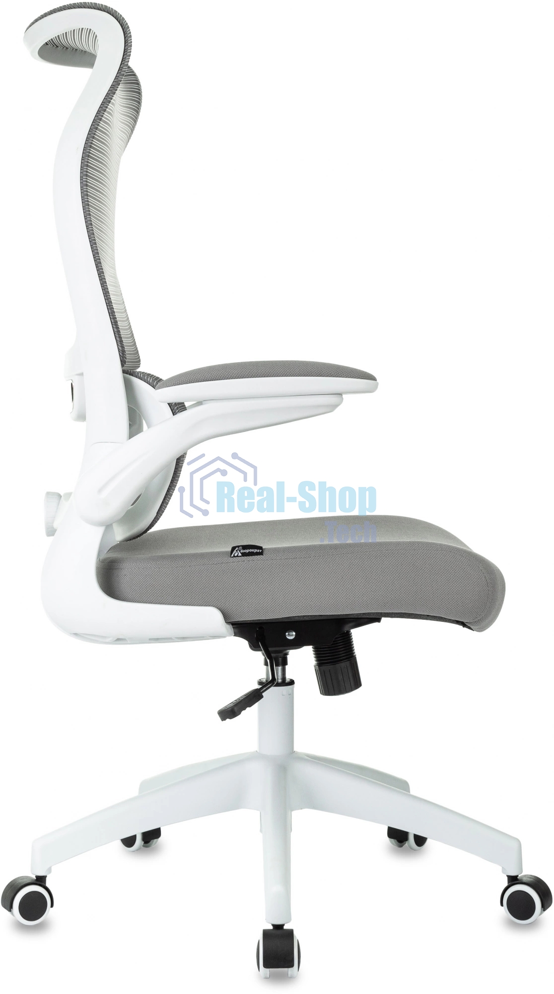 Кресло руководителя Бюрократ Sigma WH 1 серый, сетка/ткань, крестов. пластик, пластик белый