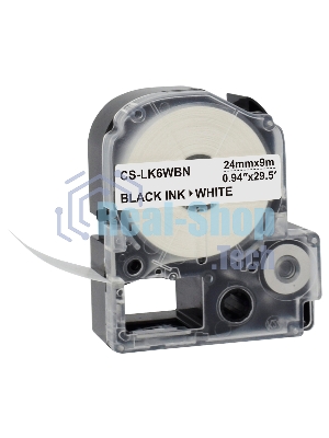 Картридж ленточный Cactus CS-LK6WBN черный, 24мм, 9м для Epson LW700/LW600P/LW1000P/Z700/Z900