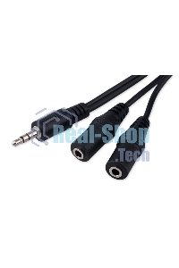 Кабель-разветвитель аудио Cablexpert CCA-415-5M-N, Jack 3.5(M) 3pin/2xJack 3.5(F), 5м, черный, пакет
