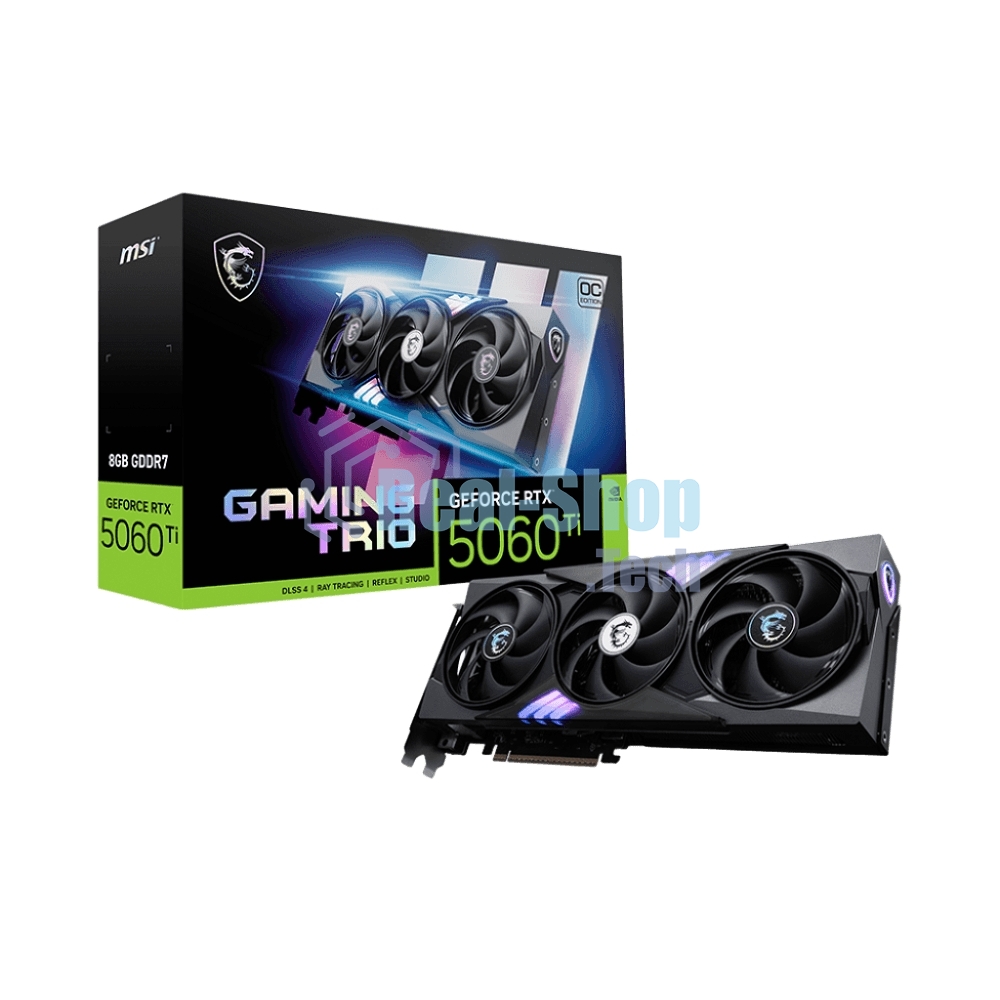 Видеокарта MSI RTX 5060 Ti 8G GAMING TRIO OC, NVIDIA RTX 5060 Ti, 8 ГБ GDDR7, 128 бит, PCI-e 5.0, 1xHDMI, 3xDP, 2662 МГц