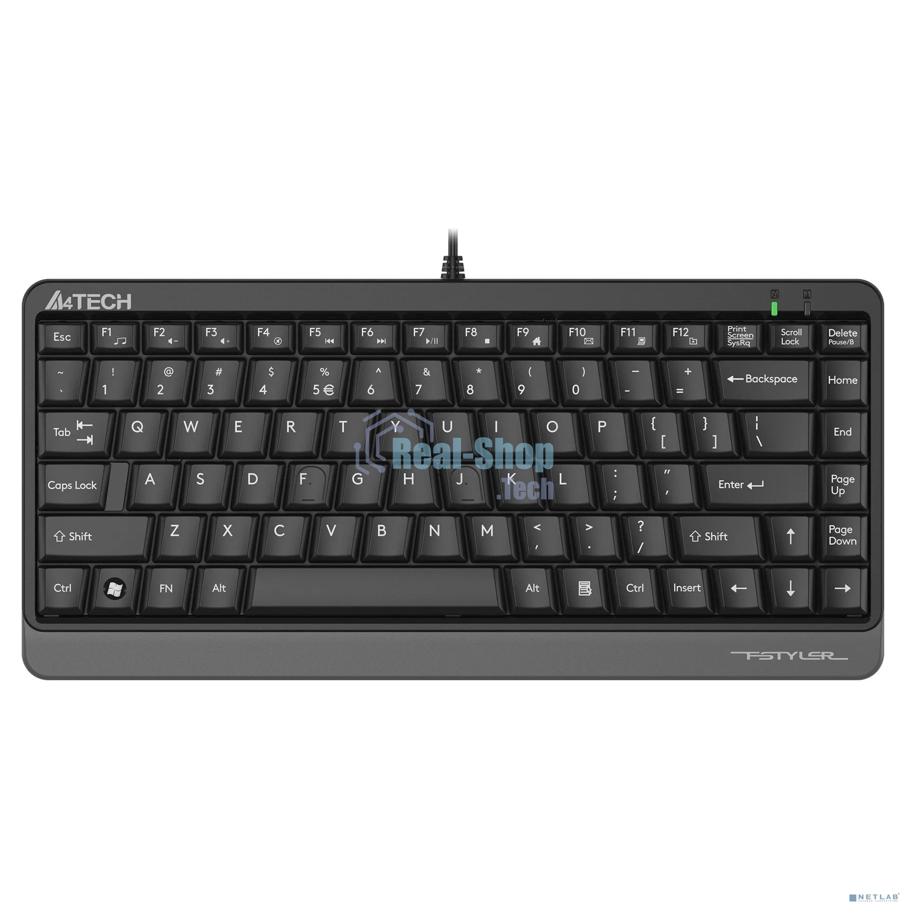 Клавиатура проводная A4Tech Fstyler FKS11, USB, черный/серый