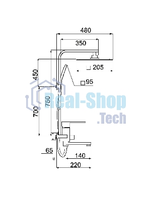 SL144-009DK Душевая система, Ø35