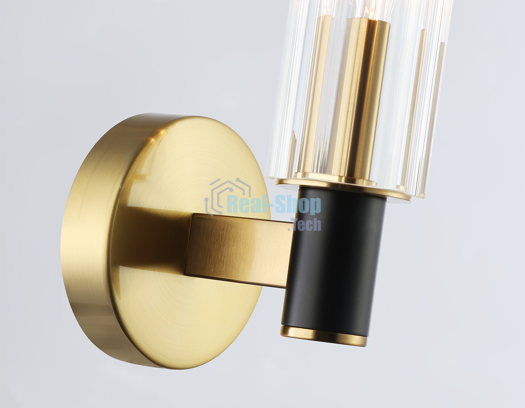 Настенный светильник Ambrella light LH55517 BK/BS/CL черный/латунь/прозрачный E14 max 40W 120*100*250