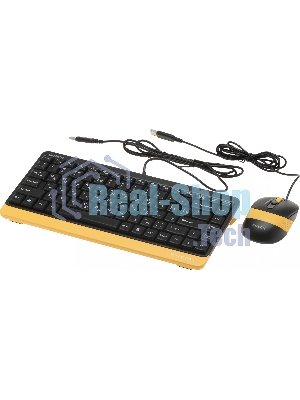 Комплект клавиатура+мышь A4Tech FStyler F1110 проводной, USB, 2000 DPI, чёрный/жёлтый