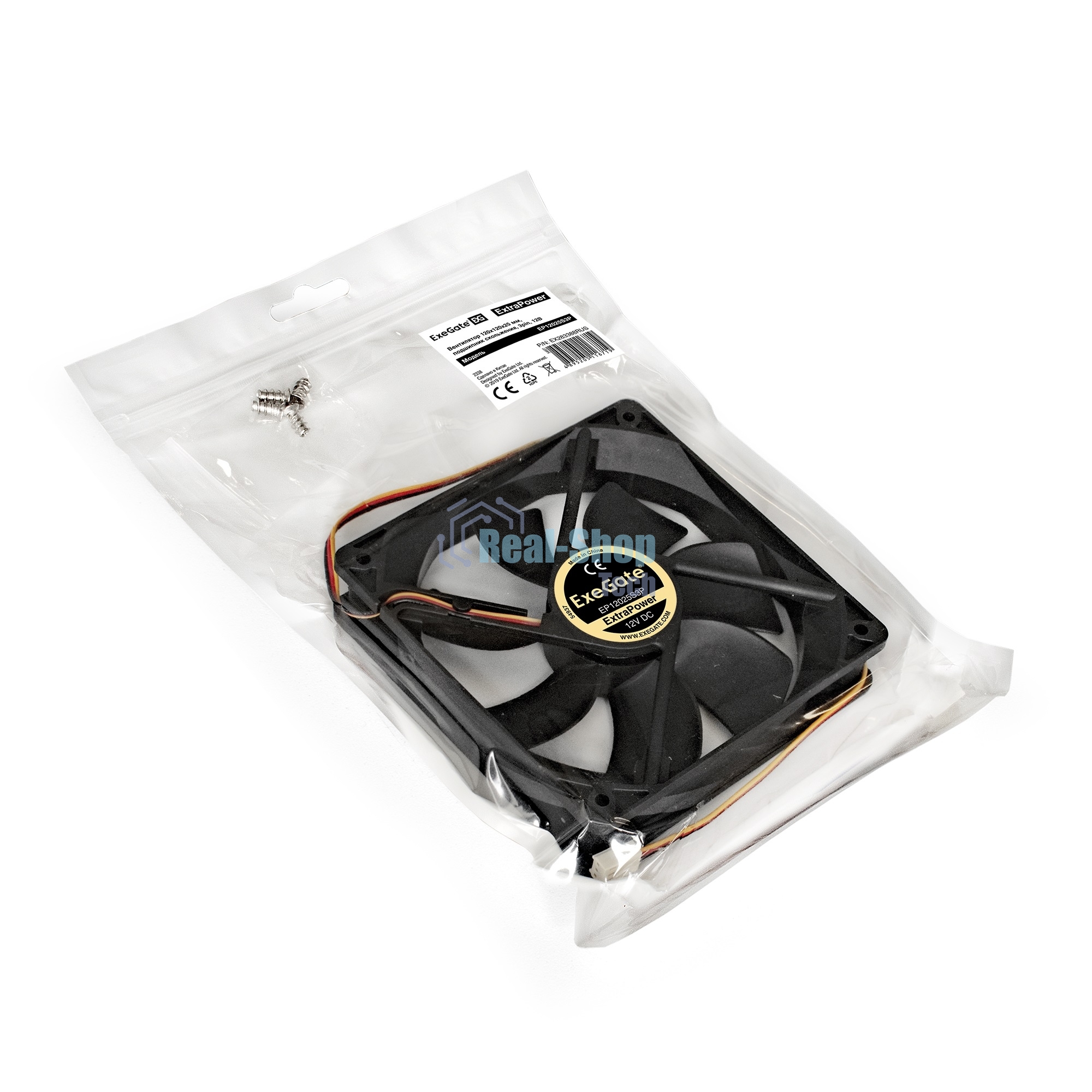 Вентилятор для корпуса ExeGate ExtraPower EP12025S3P черный, 120 мм, 1800 об/мин, 28 дБ, 3 pin