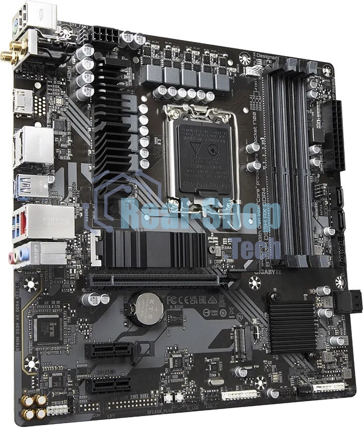 Материнская плата Gigabyte B760M DS3H AX DDR4 (V1.2/V1.3), LGA 1700, Intel B760, 4xDDR4, 4xSATA, 2xM.2, 1xPCI-E 4.0 x16, 2xPCI-E 4.0 x1, 1xHDMI, 2xDP, 1x 2.5Gb LAN, 3xUSB 3.2 Gen 1, 2xUSB 2.0, 3x3.5 мм, 7.1, Micro-ATX