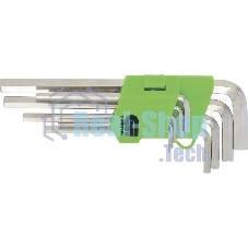 Набор ключей Сибртех имбусовых HEX, 1,5-10 мм, 45x, закаленные, 9 шт., короткие, никель.