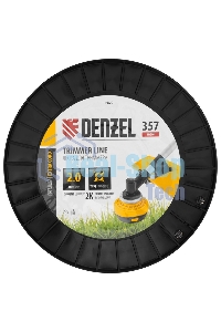 Леска для триммера Denzel двухкомпонентная витой квадрат, 2,0мм х 357м, на DIN катушке EXTRA CORD
