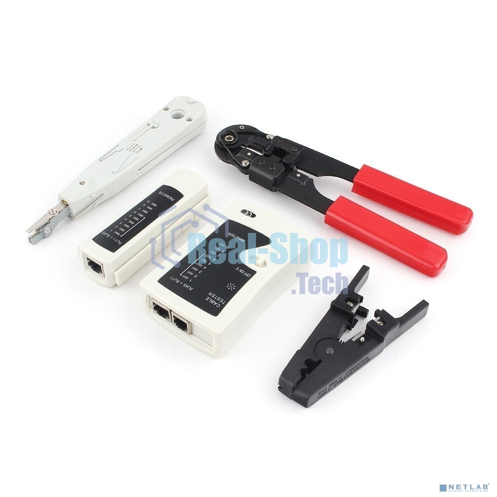 Монтажный инcтрумент Gembird TK-NCT-01 Набор инструментов для работы с локальной сетью (4 предмета) набор